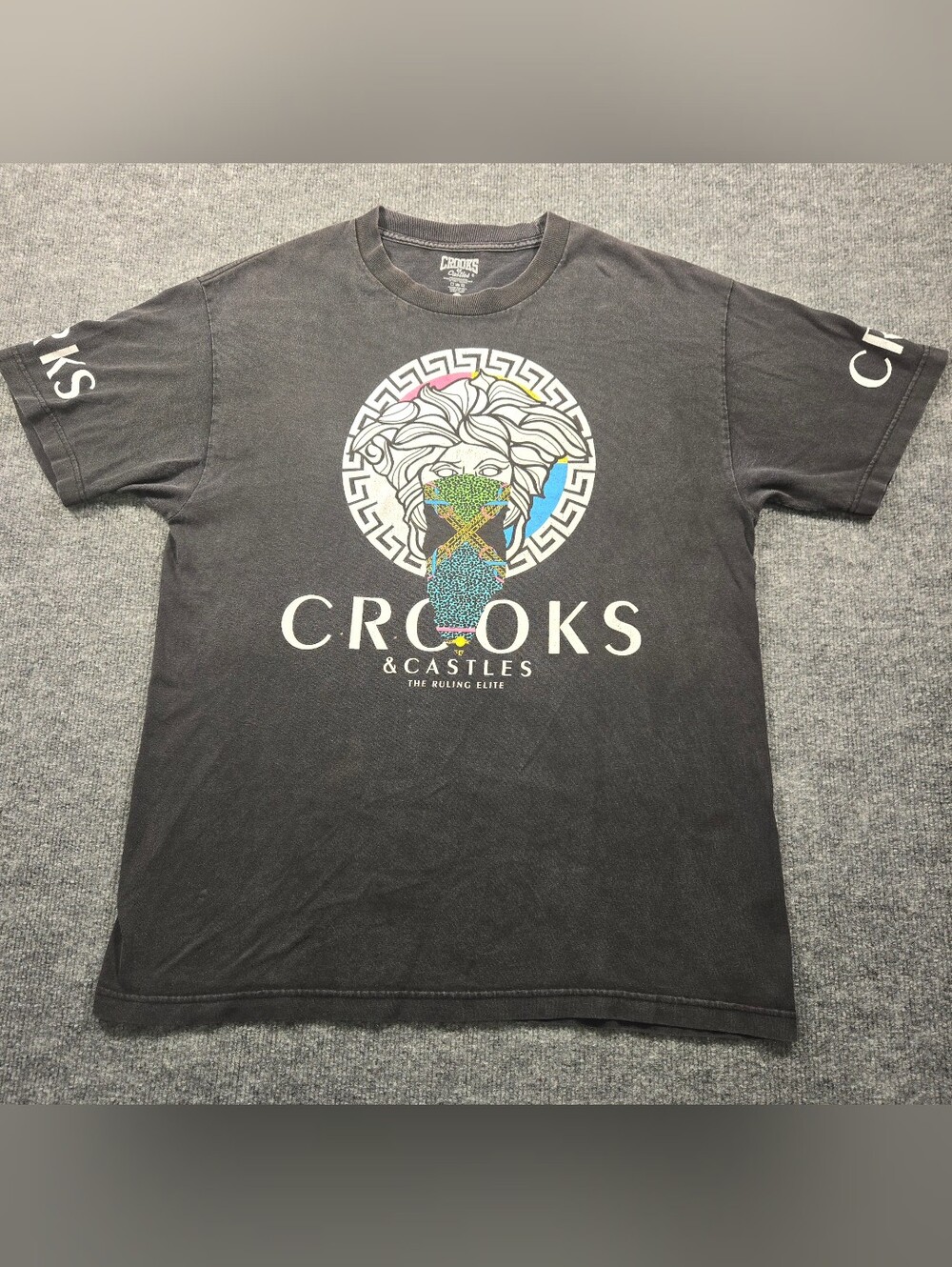 Crooks & Castles Medusa Graphic Tee Black Size Large Y2K Style Streetwear